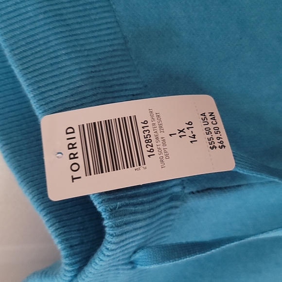 *FINAL* TORRID LOVESICK BLUE BOLT SWEATER SHORTS: NWT: SZ 1X - Picture 3 of 5